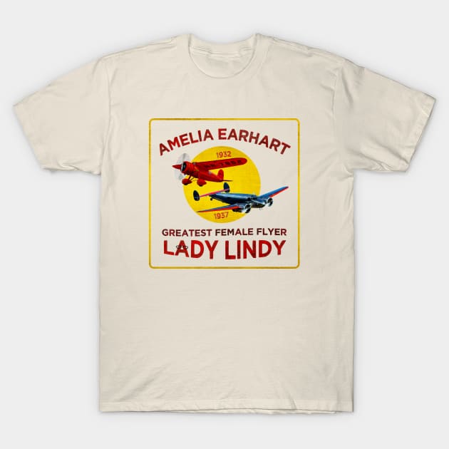 Amelia Earhart • "Greatest Female Flyer" • Lady Lindy T-Shirt by The MKE Rhine Maiden